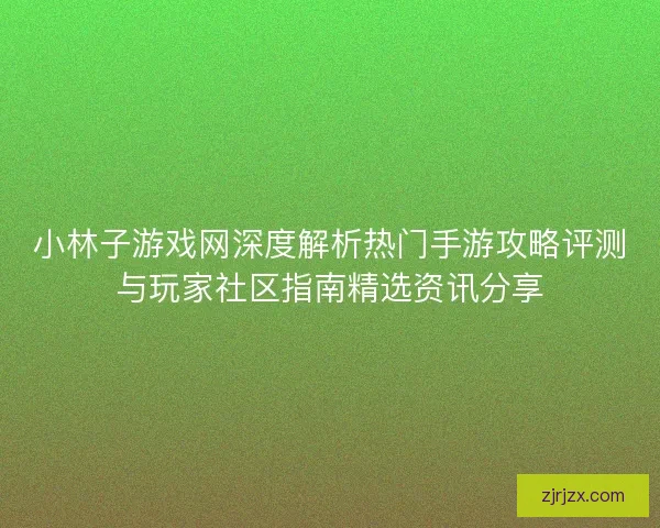 小林子游戏网深度解析热门手游攻略评测与玩家社区指南精选资讯分享