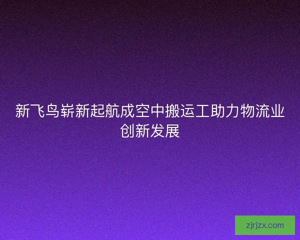 新飞鸟崭新起航成空中搬运工助力物流业创新发展